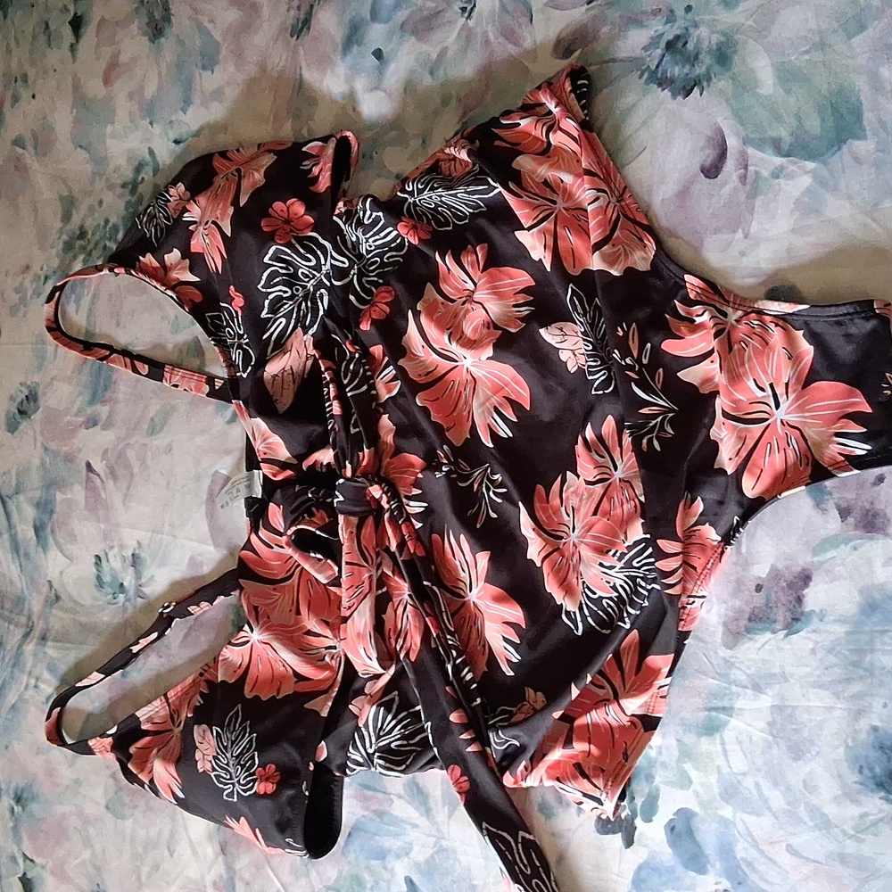 DACI One Piece Cutout Tropical Print Monokini Swimsuit Sz 20W